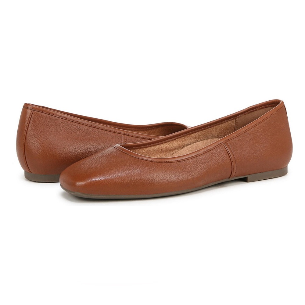 Vionic Women’s Orinda Ballet Flats in Tan Brown Leather| Size: 6.5 N